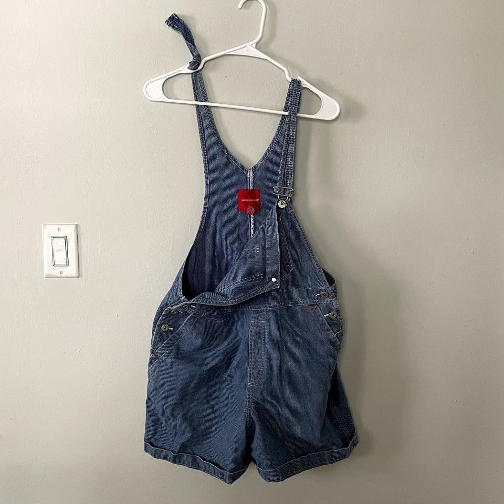 Gloria Vanderbilt blue denim cotton overalls one‎ shoulder pockets vintage core
